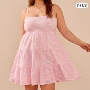 ARULA Pink Gingham Mini Dress